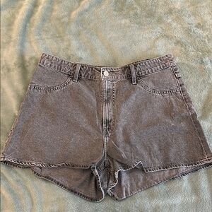 H&M Gray Jean Shorts with Raw Hem and Casual Style